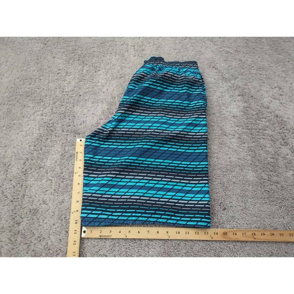 Nike Swim Shorts Mens XL Blue Geometric Striped Inseam: 10.5